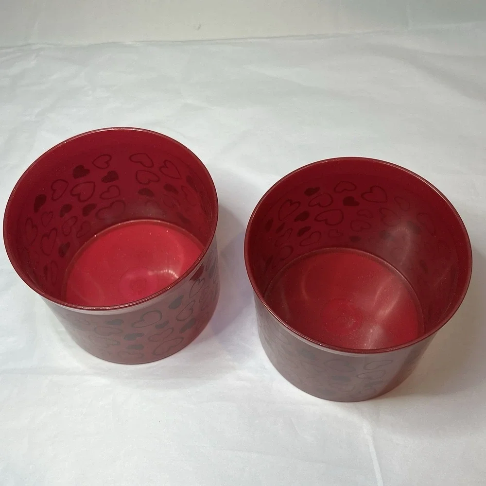 Tupperware Set of 2 Valentine Sparkly Red w/Printed Hearts 4623b-1 No Lids‎